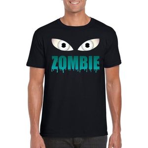 Halloween Halloween zombie ogen t-shirt zwart heren - Halloween kostuum XL