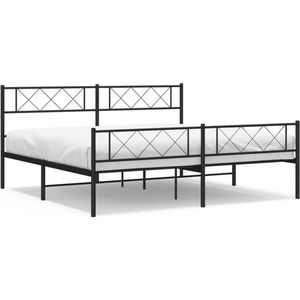 vidaXL - Bedframe - met - hoofd- - en - voeteneinde - metaal - zwart - 200x200 - cm