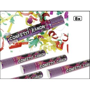 8x Feest confetti kanon papier 25cm - Carnaval optocht shooter party popper thema feest festival confettie