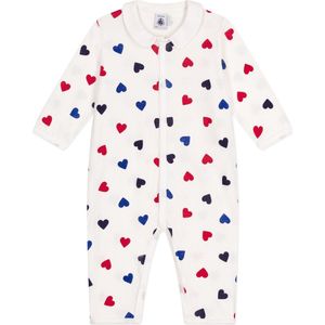 Petit Bateau Katoenen babypyjama zonder voetjes met hartjesprint Unisex Pyjamaset - Maat 80