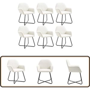 vidaXL Eetkamerstoelen - 6 Stuks - Stof - crèmekleurig Eetkamerstoelen - Creme Meubels - Design Stoelen - Luxe Stoelen - Comfortabele Stoelen