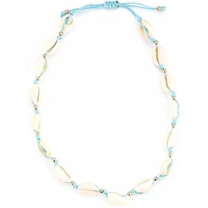 Bijoutheek Collier Schelpen Gold Balls Turquoise