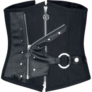 Gothicana zwarte overborstcorset met gothic-details en vetersluiting Vrouwen - S