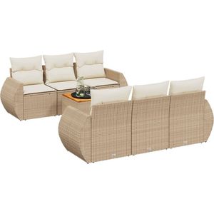vidaXL Loungeset 7-delig - Beige - Inclusief Kussens