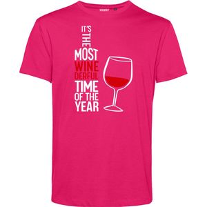 T-shirt Most Wonderfull Wine | Foute Kersttrui Dames Heren | Kerstcadeau | Kerstpakket | Fuchsia | maat M