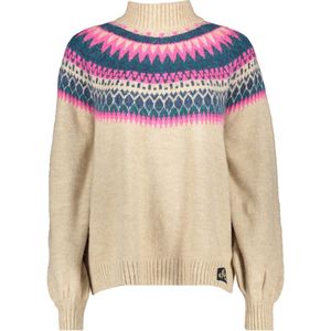 Superdry Slouchy Pattern Knit Dames Trui - Ecru Fairisle - Maat L