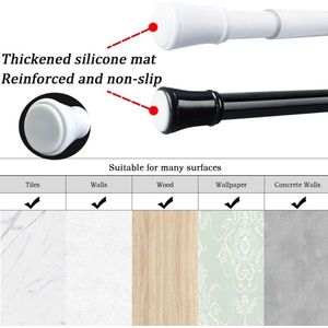 Uitschuifbare gordijnroede - telescopische roede voor kledingkast douche slaapkamer deuropening (90-160 cm wit)
