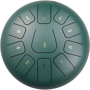 Tongue Drum Groot | 30cm | 11 tonen | Klankschaal | Lotus Drum | Meditatie | Yoga | Handpan | 3.2 kg | Groen