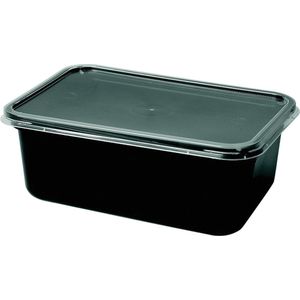 Magnetronbak, vershouddoos, prep meal, PP, 1000ml, 183 serie, zwart, incl. deksel, 25 stuks