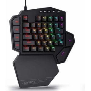Koopiez Gaming - Toetsenbord - RGB - 1 Hand Bediening - Bedraad - 7 Programmeerbare Macrotoetsen - Mechanisch -