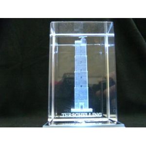 Decoratief Beeld - Glasblokje Terschelling - Glas - Geharo - 5 X 5 Cm