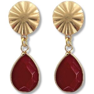 Zatthu Jewelry - N23SS581 - Kani oorbellen met rode hanger