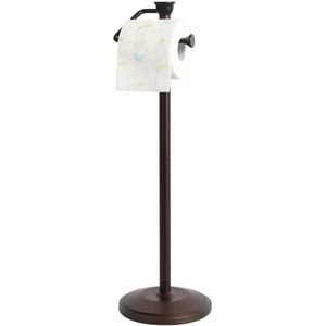 ZCCZ Toiletrolhouder Stand - Toiletrolhouder van hoogwaardig metaal, staande toiletrolhouder met voet, toiletrolhouder - 60 cm - Voor thuis en op kantoor - Brons