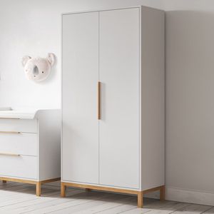 Petite Amélie Kledingkast Kinderkamer met 3 Planken & Hangrail - Gebroken Wit - Kleerkast Slaapkamer (van Baby tot Tiener) - Veilig door Soft Close Deuren