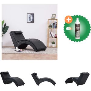 vidaXL Massage chaise longue met kussen kunstleer zwart - Chaise longue - Inclusief Reiniger