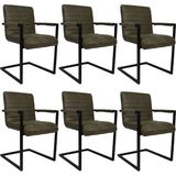Bronx71® Industriële eetkamerstoel Block Antraciet eco-leer - Eetkamerstoelen set van 6 - stoel