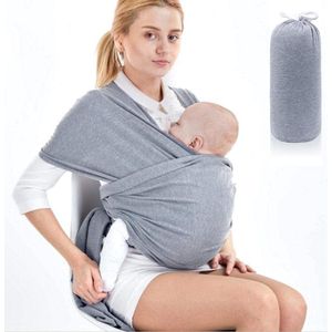 Draagdoek voor baby's, hoogwaardige babybuikdrager, elastische draagdoek voor pasgeborenen en peuters tot 15 kg, 100% zacht biologisch katoen voor mannen en vrouwen (lichtgrijs)