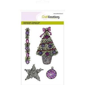 CraftEmotions stempel A6 - Kerstboom. ster Purple Holiday