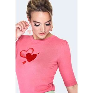 Voodoo Vixen - Cupid heart 3/4 sleeve Sweater/trui - L - Roze