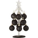 J-Line decoratie kerstoom met ballen - glas - zwart - small