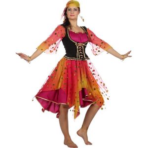 Wilbers & Wilbers - Zigeuner & Zigeunerin Kostuum - Roma Zigeunerin Esmeralda - Vrouw - Roze - Maat 44 - Carnavalskleding - Verkleedkleding