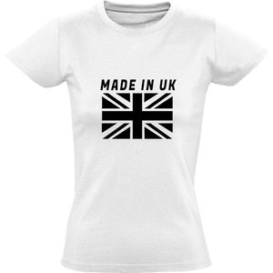 Made in UK Dames t-shirt | Verenigk Koningkrijk | Engeland | Wales | Schotland | Brexit  | grappig | cadeau | Wit