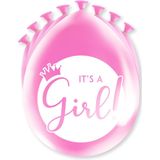 Paperdreams Geboorte Meisje thema Ballonnen - 16x - Roze - Versiering/feestartikelen