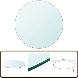 vidaXL Tafelblad - Gehard Glas - Rond - Ø 600 mm Tafelblad - Gehard Glas - Tafelblad Vervangen - Eetkamerset - Salontafel