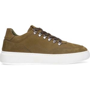 Manfield - Heren - Kaki nubuck sneakers - Maat 40