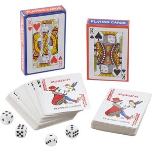 Grafix Speelkaarten - 4x Pakjes - inclusief 8 dobbelstenen - pokerkaarten - kaartspellen