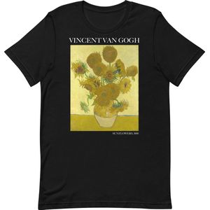 Vincent van Gogh 'Zonnebloemen' (""Sunflowers"") Beroemd Schilderij T-Shirt | Unisex Klassiek Kunst T-shirt | Zwart | XS