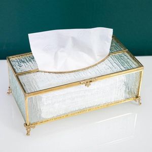 Goud Rechthoekige Tissue Box Cover van Glas - Moderne Cosmetische Doekendoos