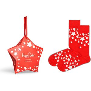Happy Socks Stars Gift Box (1-pack) - rode kerstster om op te hangen - Unisex - Maat: 41-46