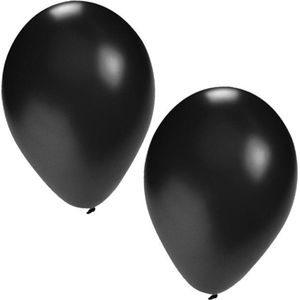 Bellatio Decorations ballonnen - 75 stuks - zwart - 27 cm - helium of lucht - verjaardag / versiering