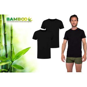 Bamboo - T Shirt Heren - Ronde Hals - 2 Stuks - Zwart - M - Bamboe - Ondershirt Heren - Extra Lang - Anti Zweet T-shirt Heren