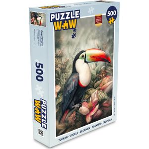 Puzzel Toekan - Vogels - Bloemen - Planten - Tropisch - Legpuzzel - Puzzel 500 stukjes