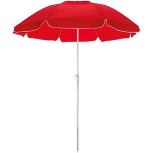 Rode strand parasol polyester 145 cm - Verstelbaar - Zonbescherming - Voordelige parasols