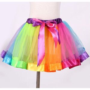 Regenboog tutu rokje - maat XS-S-M - eenhoorn unicorn ballet turnen gekleurde tule rok petticoat