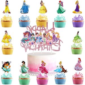 Taartdecoratie - 25 stuks thema verjaardagstaarten decoratie - prinsessendecoratie - meisjes en vrouwen - cupcake-decoratie - kinderfeest babyshower Taartdecoratie