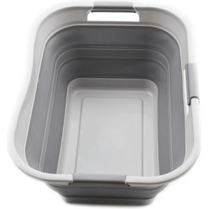 30L opvouwbare plastic wasmand - opvouwbare pop-up opslagcontainer/organizer - draagbare waskuip - ruimtebesparende mand/mand (1, grijs)