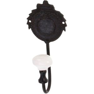 Haak met pors. knop, bruin 6x4x14cm