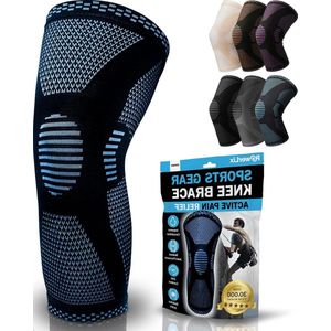 Compressie kniebrace voor meniscusscheur en artritis - verlicht kniepijn - voor mannen en vrouwen - geschikt voor ACL, hardlopen, gewichtheffen, basketbal, volleybal - in lichtblauw - maat M