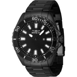 Invicta Pro Diver 46895 Heren Horloge - Waterdicht - Analoog - Quartz Uurwerk - Roestvrij Staal met zwarte Wijzerplaat - 46mm