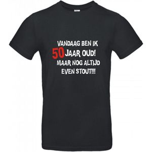 50 jaar - 50 jaar abraham - 50 jaar sarah - 50 jaar verjaardag - T-shirt Vandaag ben ik 50 jaar oud maar nog altijd even stout! - Maat XXL - Zwart T-shirt korte mouw