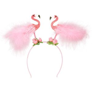 Boland - Diadeem Flamingo's - Één maat - Volwassenen - Unisex - Dieren - Hawaii - Tropisch - Zomer