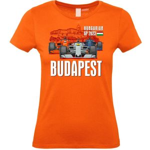Dames T-shirt Hungarian GP Budapest 2023 | Formule 1 fan | Max Verstappen / Red Bull racing supporter | Oranje | maat L