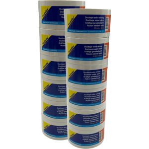 Verlofix Duct Tape - 12 rollen - 50 mm Breed - Rol van 10 Meter - Plakband - Grote Kleefkracht - Zeer Sterk - Waterdichte tape - Wit