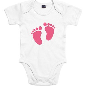 Romper - Voetjes - Roze - Tekst Romper -Kraamkador - Unisex - Baby - maat 62/68