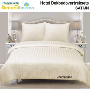 Homéé hotel dekbedovertrekset satijn gestreept 27mm eenpersoons 140x220cm CVC 140g. m2 champagne