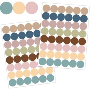 Stippen Stickers in 8 Pastelkleuren - Stippen Stickers - Stickervellen Gekleurde Stippen - Bullet Journal Stickers - Label Stickers - 14 mm Stippen Stickers - Familieplanner - Dot Stickers - Ronde Stip Stickers - Kleurcodering Stickers